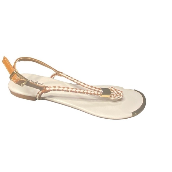 Mossimo BRAIDED TAN & WHITE SANDAL 7.5 - Picture 2 of 4